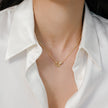 Soft Gold Interlock Sparkle Necklace  on model