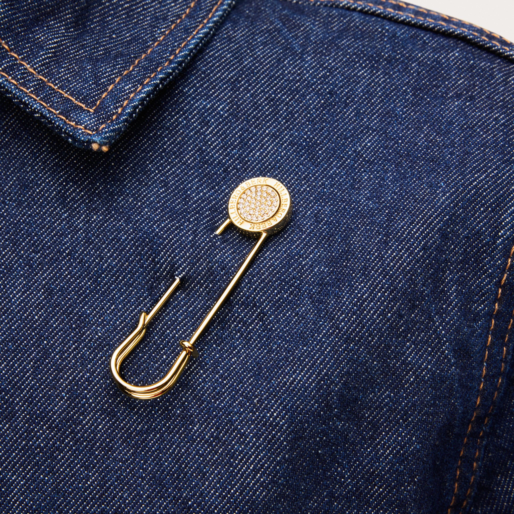 Safety Pin Brooch on model