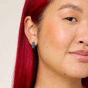 Sapphire Sparkle Reversible Hoop Earrings on model