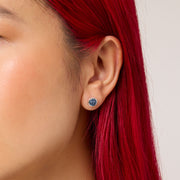 Sapphire Sparkle Bezel Stud Earrings on model