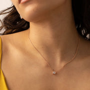 Sarah Cushion Pendant Necklace Rose gold on model