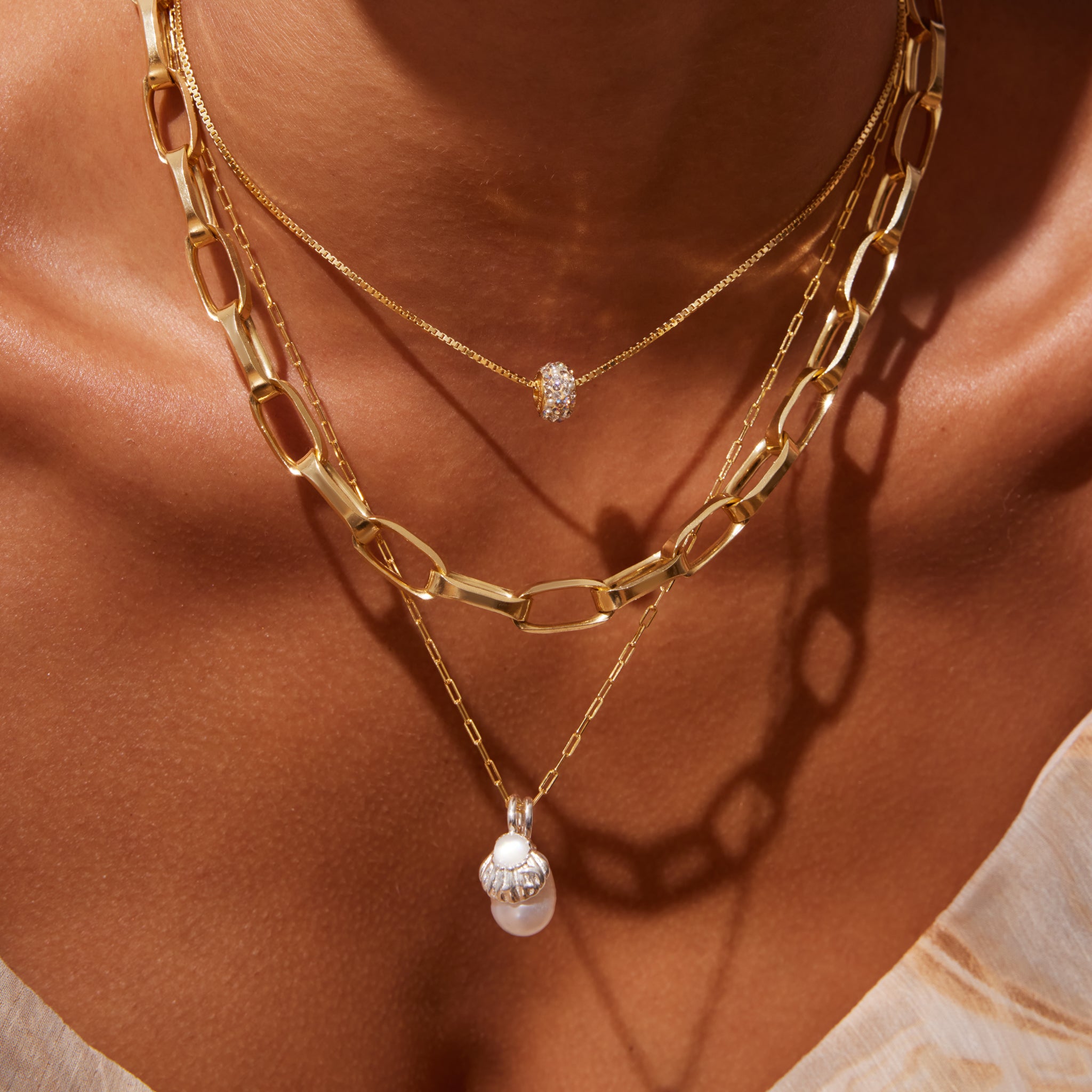 Sea Salt Sparkle Ball™ Rondelle Charm Necklace on model