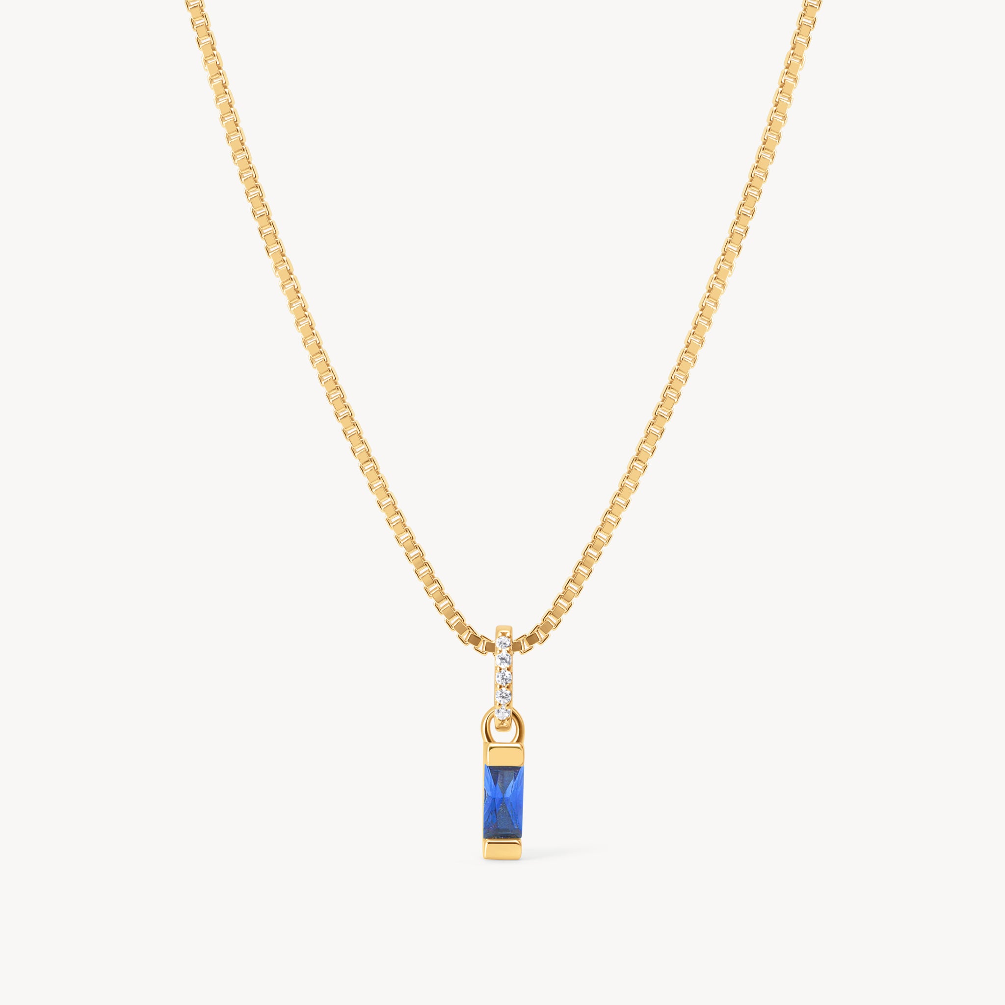 September Gold Birthstone Baguette Necklace