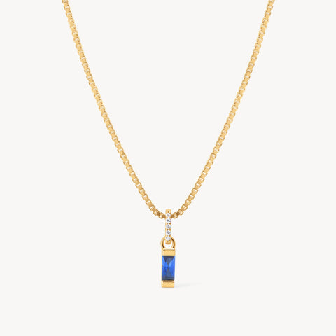 September Gold Birthstone Baguette Necklace
