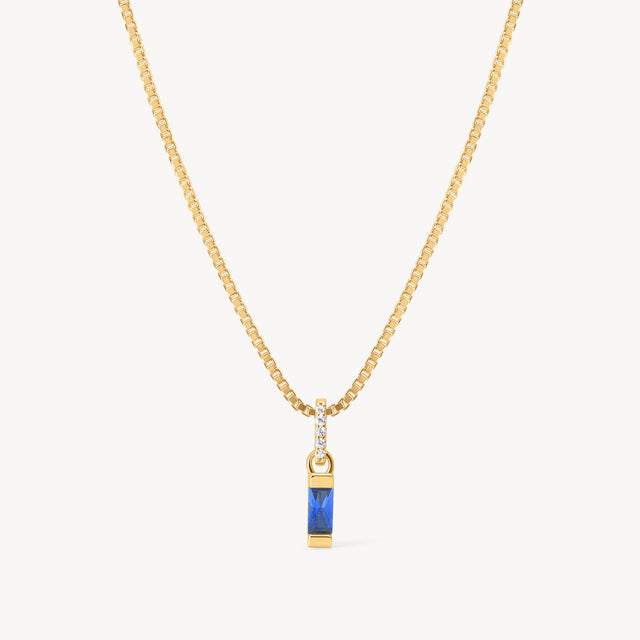 September Gold Birthstone Baguette Necklace
