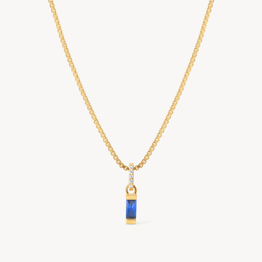 September Gold Birthstone Baguette Necklace