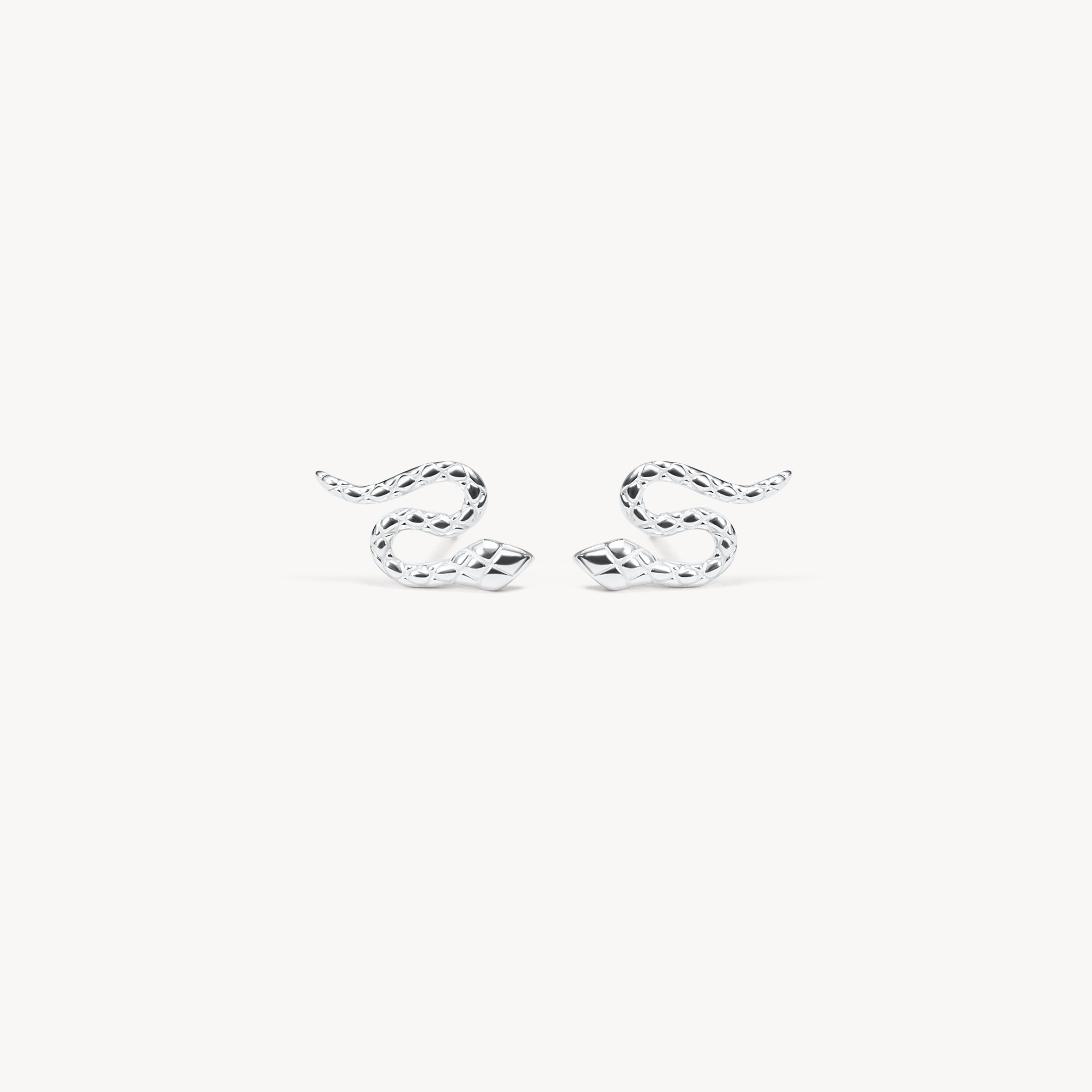 Serpent Stud Earrings Silver