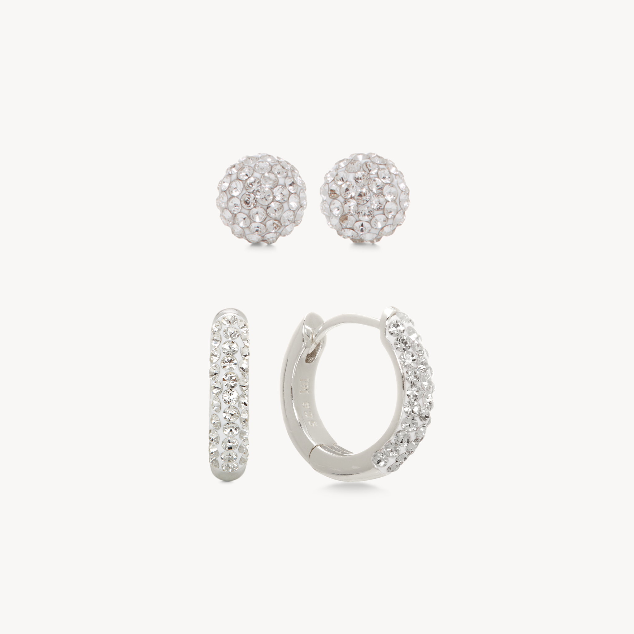 Always On Sparkle Hoops and Studs Gift Set White