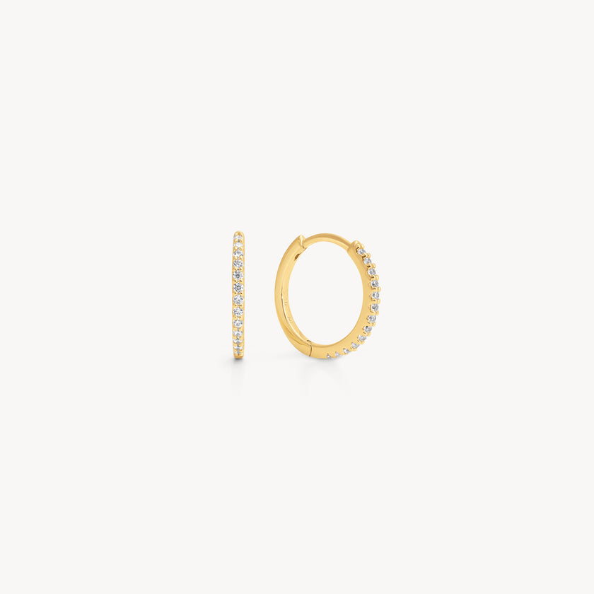 Gold Small Pavé Hoop Earrings