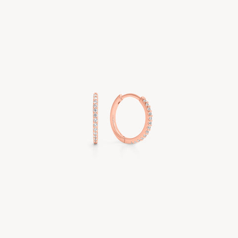 Rose Gold Small Pavé Hoop Earrings