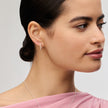 Silver Small Pavé Hoop Earrings on model