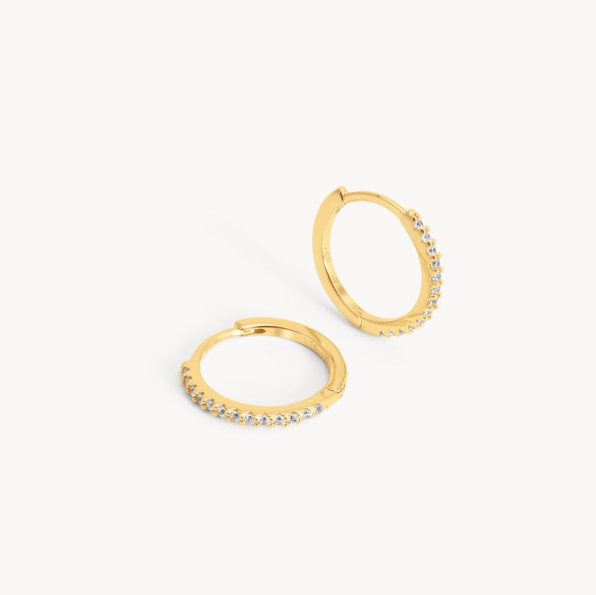 Gold Small Pavé Hoop Earrings