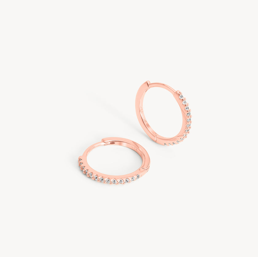 Rose Gold Small Pavé Hoop Earrings