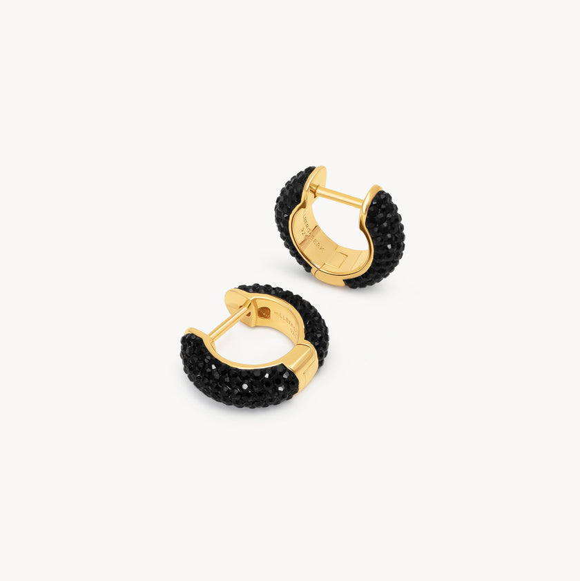 Black Small Sparkle Hoop Earrings