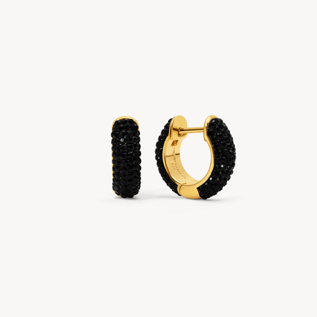 Black Small Sparkle Hoop Earrings