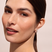 Abalone and Amethyst Opal Reversible Sparkle Hoop Earrings on model