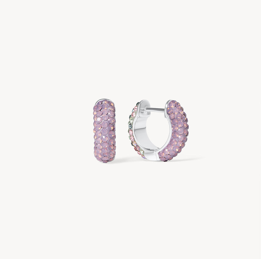 Abalone and Amethyst Opal Reversible Sparkle Hoop Earrings
