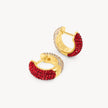 Red Velvet and Soft Gold Sparkle Reversible Hoop Earrings