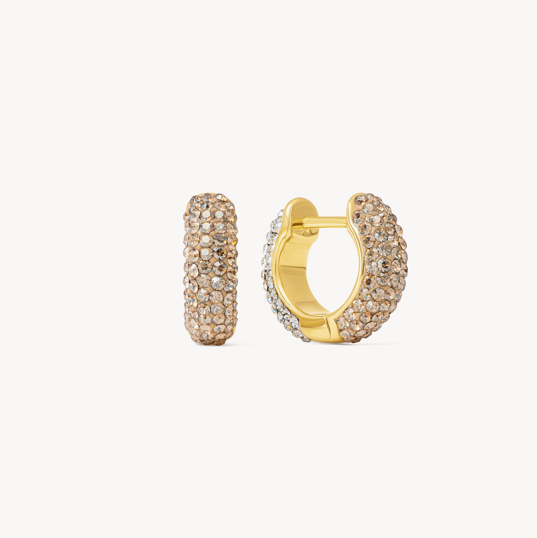 Soft Gold & White Small Sparkle Reversible Hoop Earrings