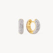 Soft Gold & White Small Sparkle Reversible Hoop Earrings