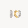 Soft Gold & White Small Sparkle Reversible Hoop Earrings