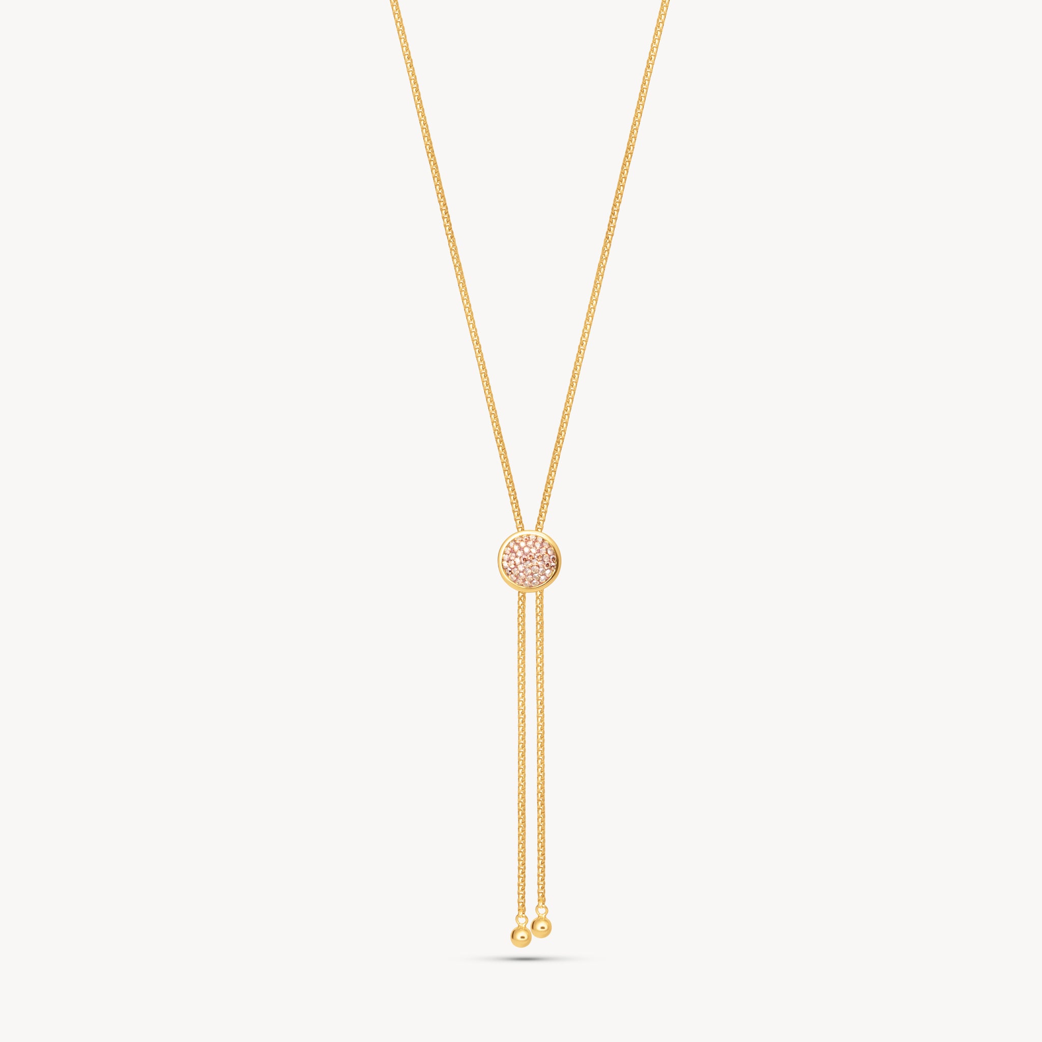 Desert Rose Sparkle Bezel Bolo Tie Necklace