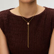 Desert Rose Sparkle Bezel Bolo Tie Necklace on model