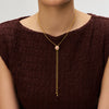 Desert Rose Sparkle Bezel Bolo Tie Necklace on model