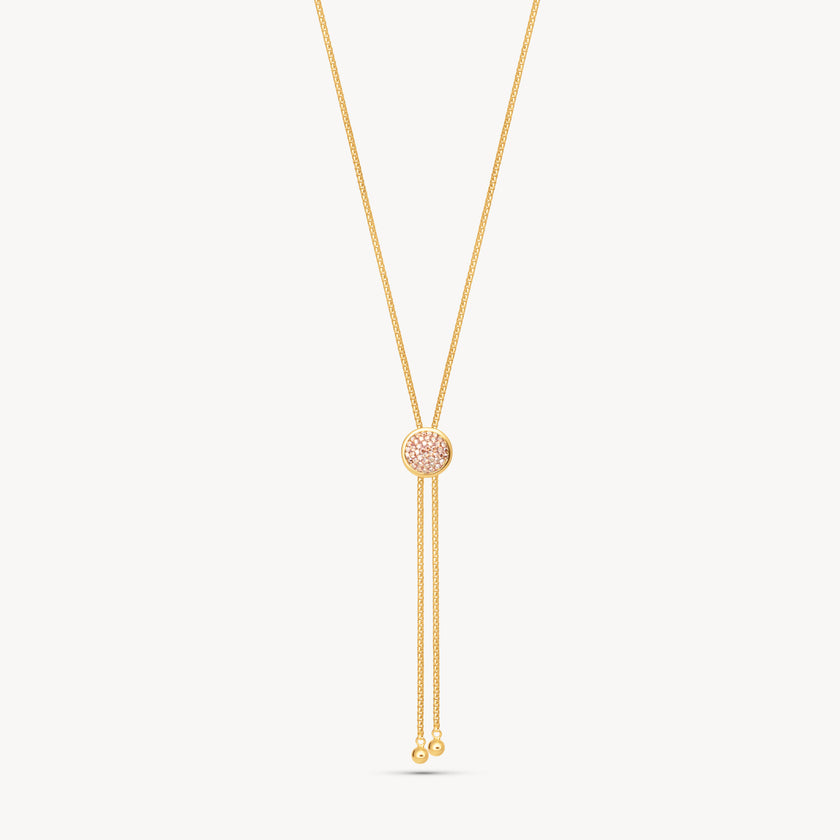 Desert Rose Sparkle Bezel Bolo Tie Necklace