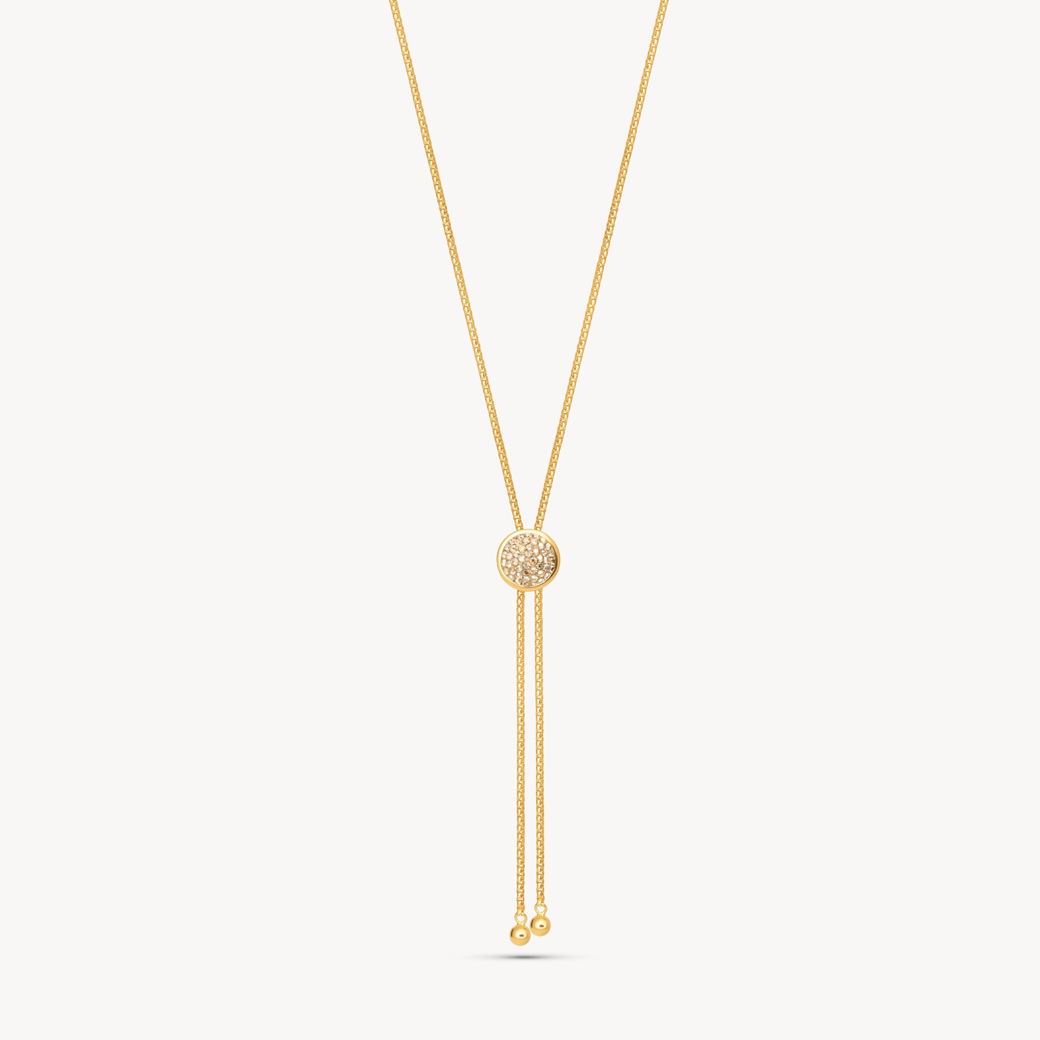 Soft Gold Sparkle Bezel Bolo Tie Necklace