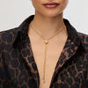 Soft Gold Sparkle Bezel Bolo Tie Necklace on model