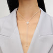 White Sparkle Bezel Bolo Tie Necklace on model