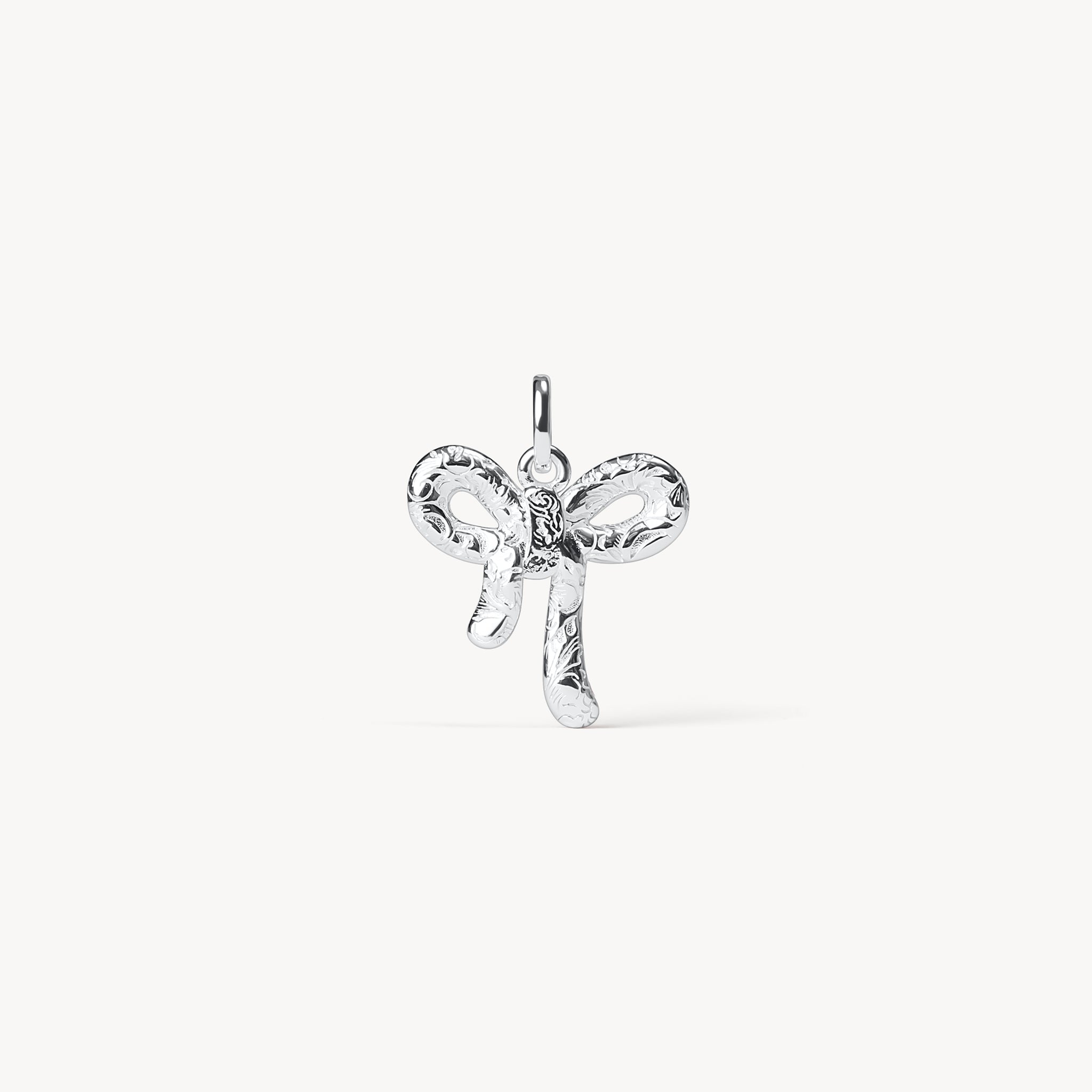 Lilac Sparkle Bow Charm Etched Floral Side