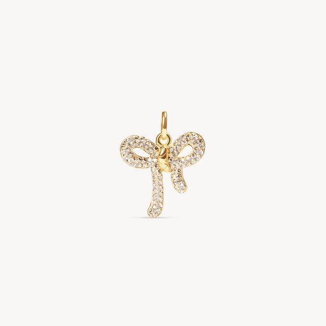 Soft Gold Sparkle Bow Charm