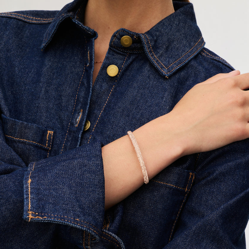 Sparkle Cuff Bracelet in rose gold on model