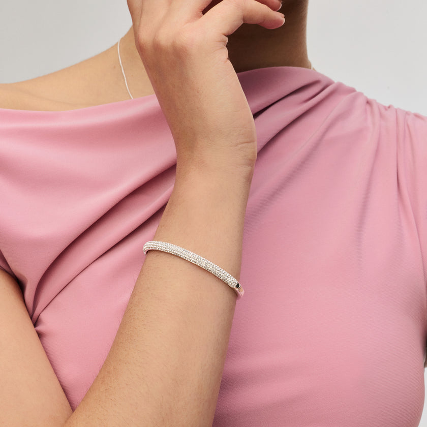 Sparkle Cuff Bracelet in silver on model