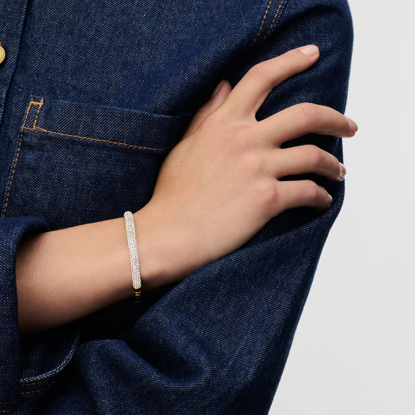 Sparkle Cuff Bracelet in gold on model
