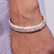 Ballet Slipper Sparkle Cuff Bracelet on model close up