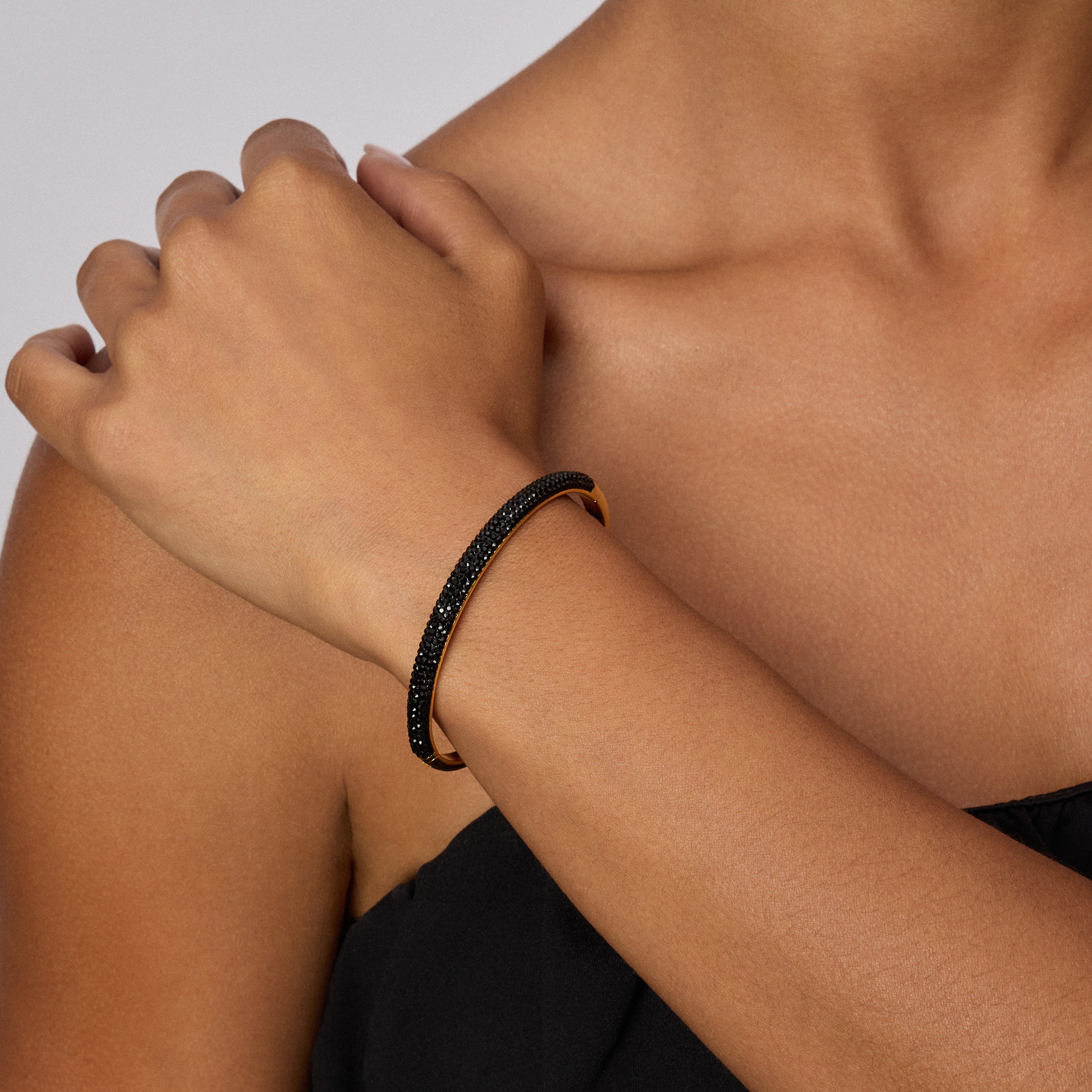 Black Sparkle Cuff Bracelet on model