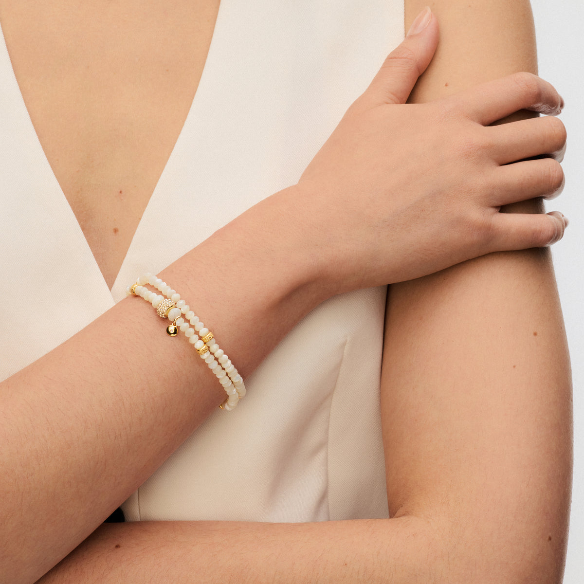 Sparkle Ball™ Double Wrap Bracelet in Soft Gold on model