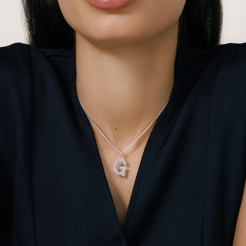 Sparkle Letter Charm G on model