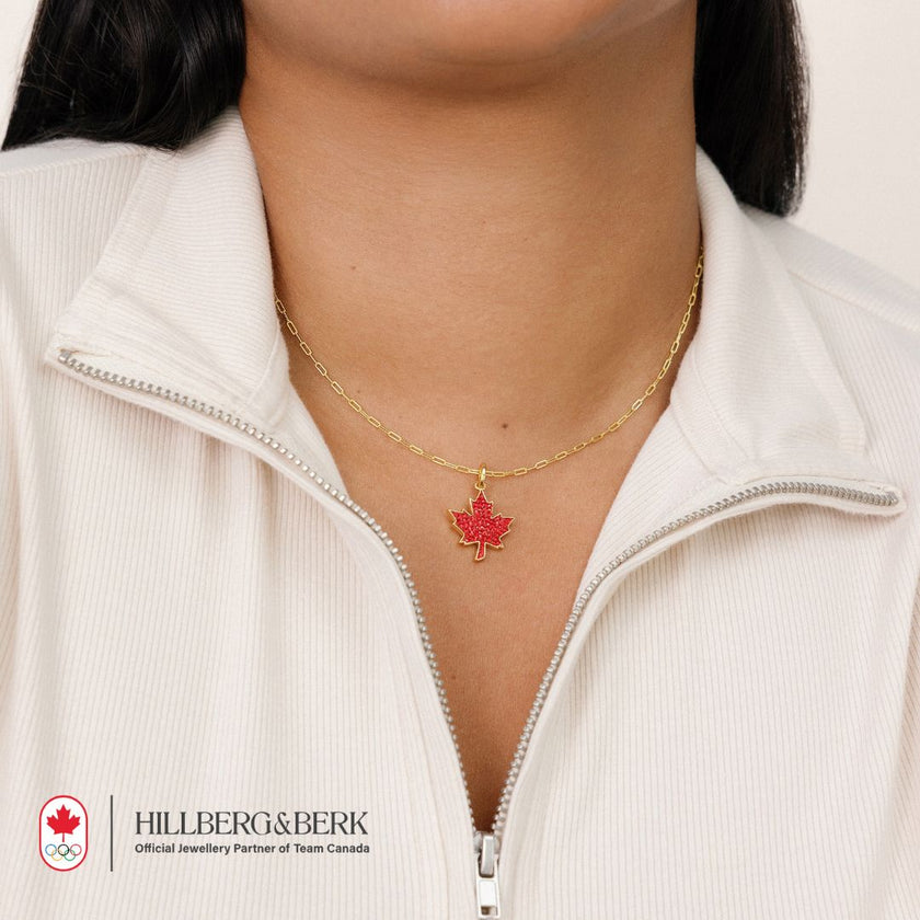 Sparkle Maple Leaf Necklace on model
