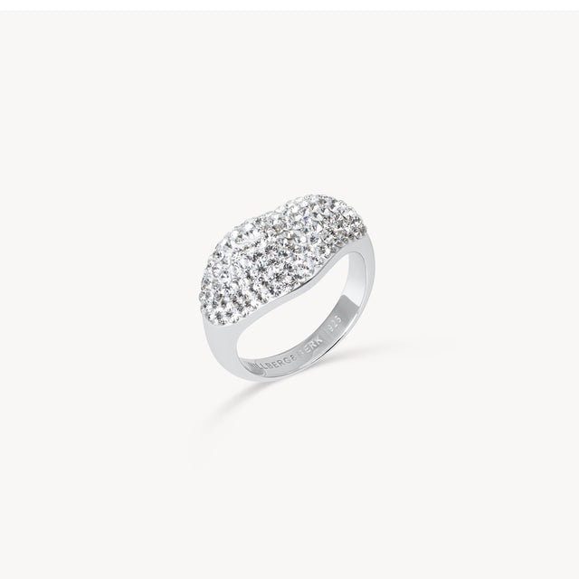 White Sparkle Wave Ring