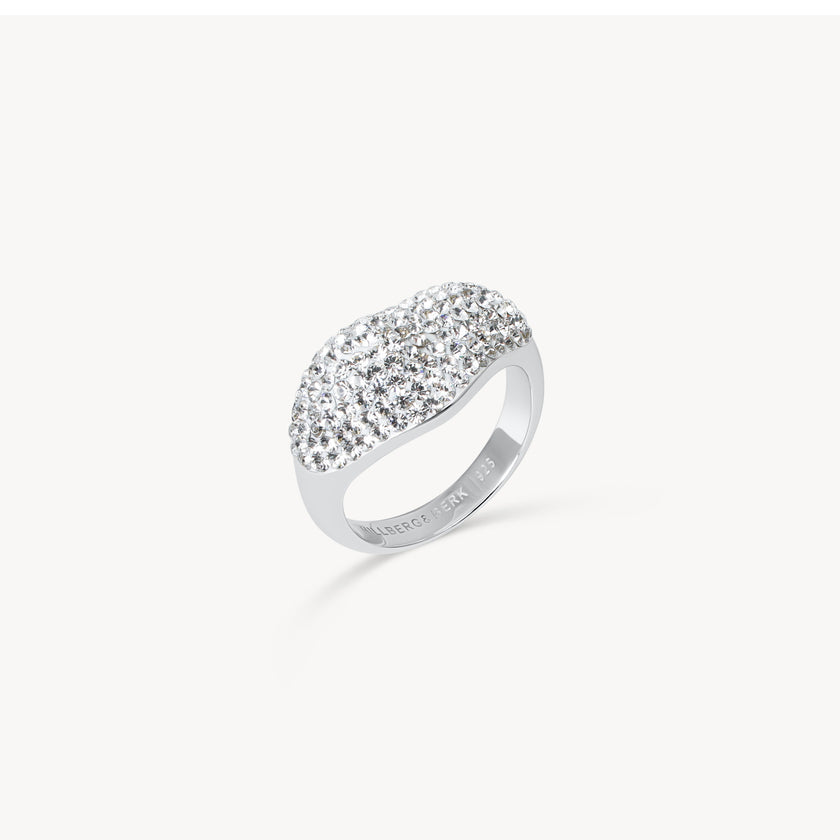 White Sparkle Wave Ring