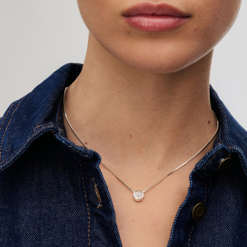 Sparkle Bezel Necklace White