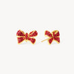 Red Velvet Sparkle Bow Stud Earrings