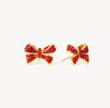Red Velvet Sparkle Bow Stud Earrings