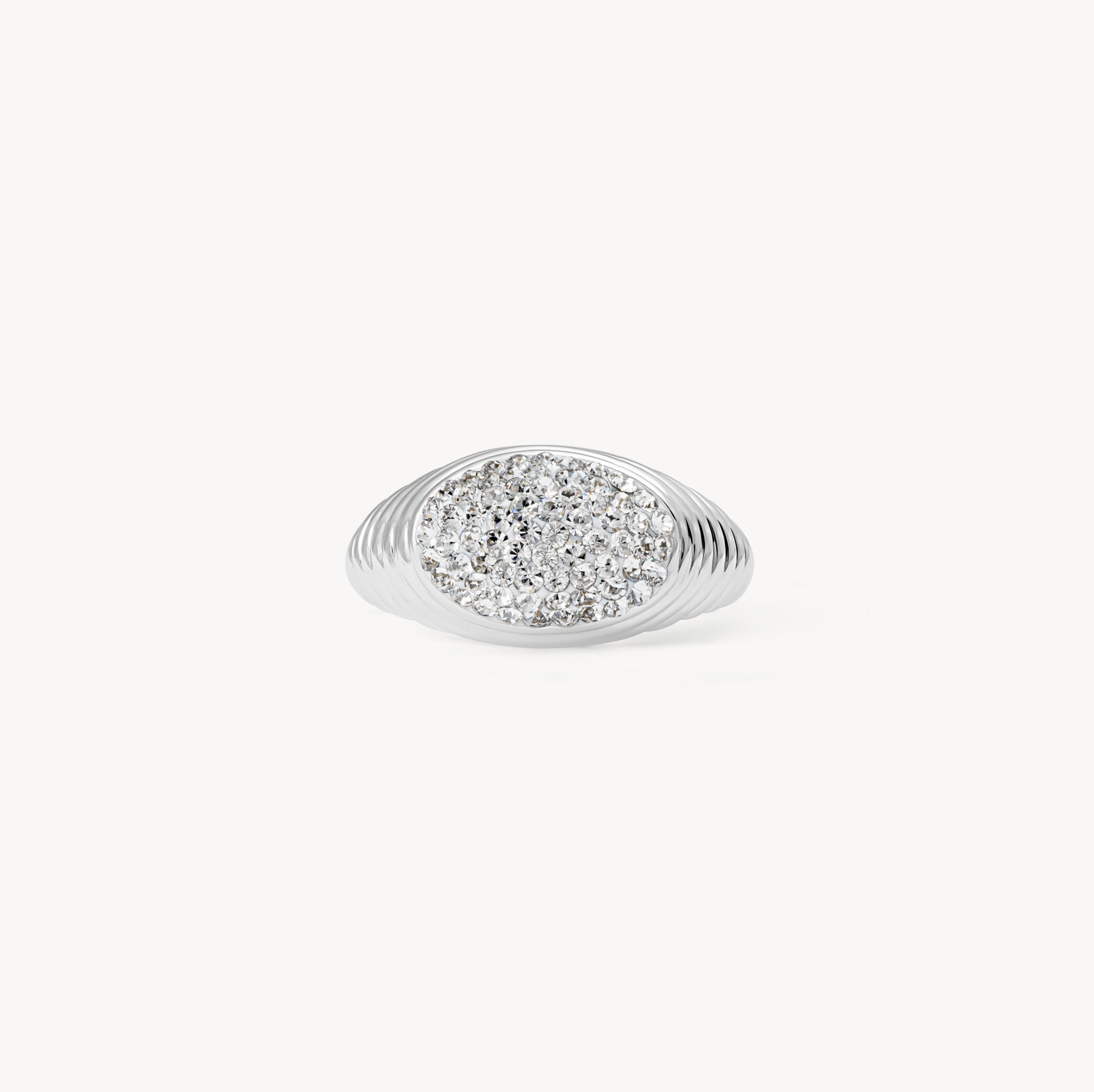 White Sparkle Fluted Ring