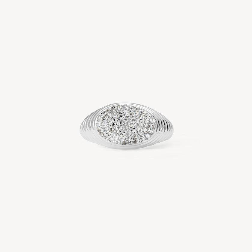White Sparkle Fluted Ring