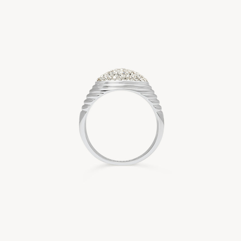 White Sparkle Fluted Ring
